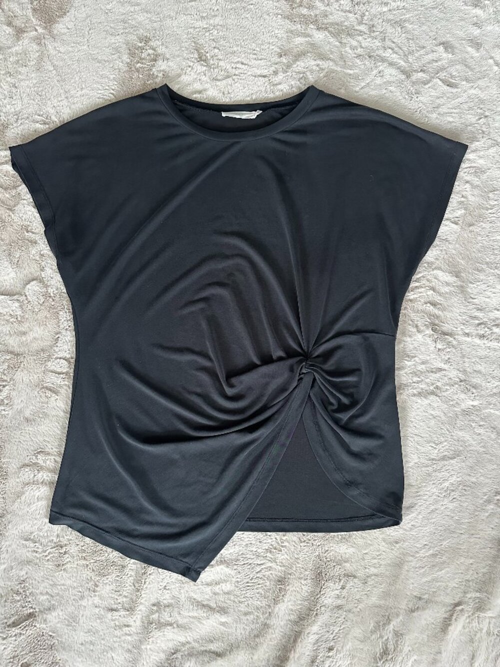 Lush Black Knot-Front Top